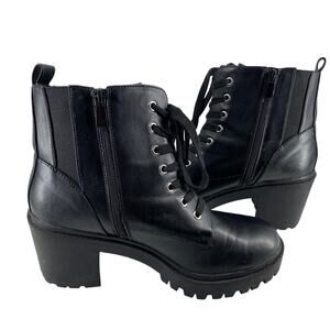 TORRID Black Chunky Lug Sole Hiker Ankle Boots Lace Up 11WW Extra Wide 14186911